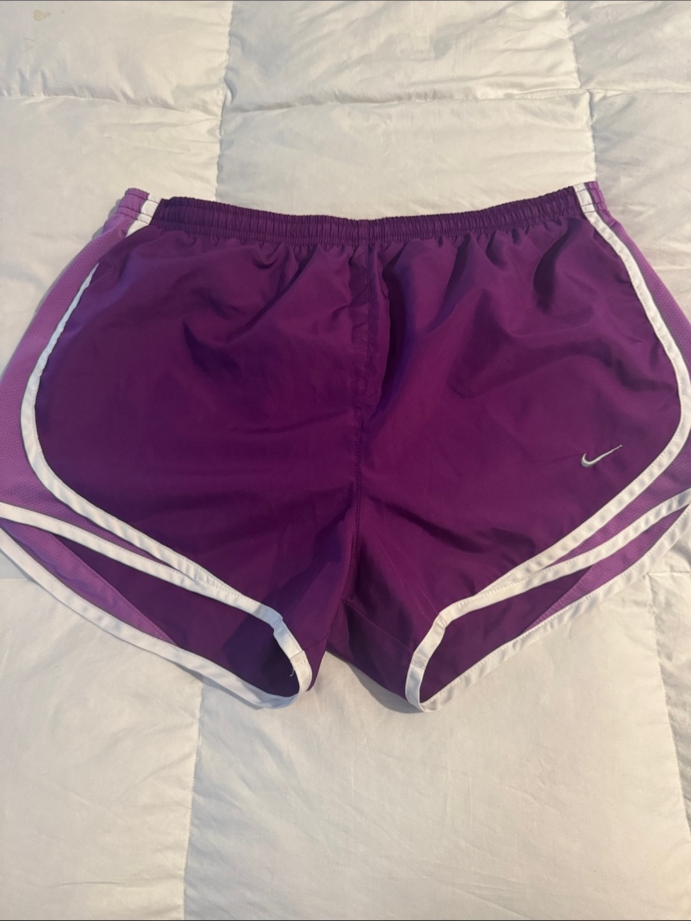Nike Women's Purple Athletic Shorts with White Trim